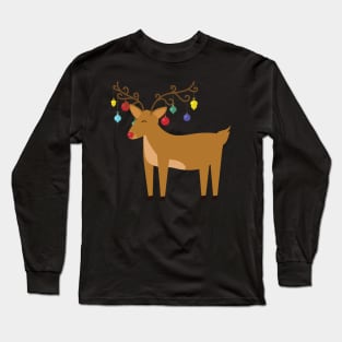 Reindeer with ornaments hanging from Long Sleeve T-Shirt